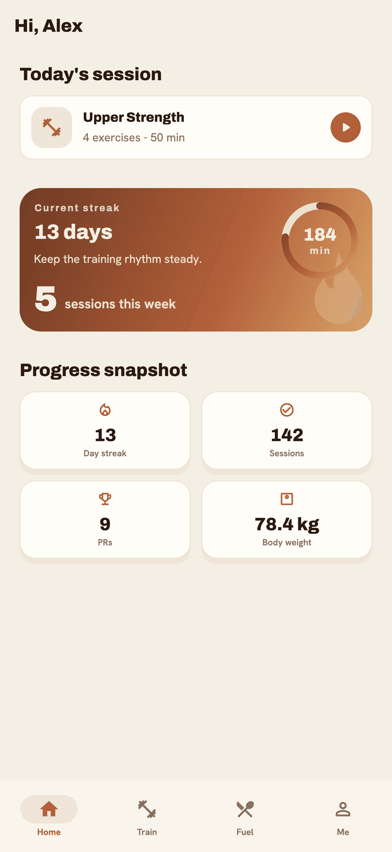 Embers of Strength app home screen.